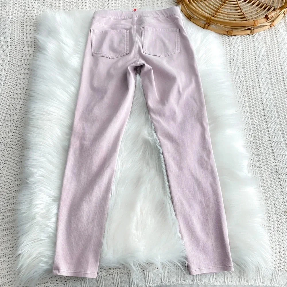 Spanx Cut & Sew Cropped Indigo Knit Leggings Pink Dusty Mauve Shaping Pants S
